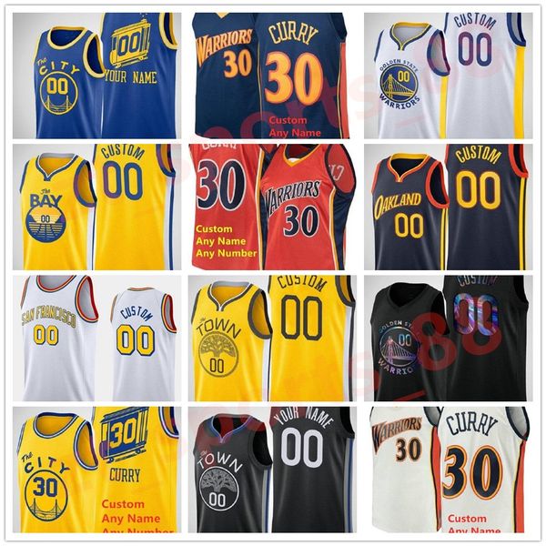 

basketball jerseys 2021 men women kids printed stephen 30 curry klay 11 thompson andrew 22 wiggins draymond 23 green jersey city navy blue w, Black;red