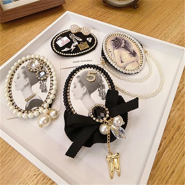 

pins, brooches women girl brooch pins badge series big metal pearl rhinestone bow lace wholesale coat korean handmade fashion accessories, Gray