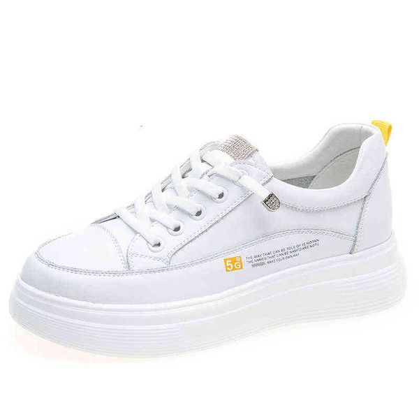 

spring women's shoes breathable flat bottom casual white versatile shallow single thick soled leather lazy