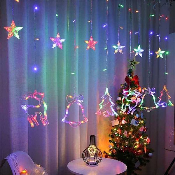 Ledgarland Cervos De Natal Cervo Relógio Estrela String Fada Conto Lâmpada Cortina Lâmpada Indoor Família Recolhendo Decoração Do Casamento Ao Ar Livre 211122