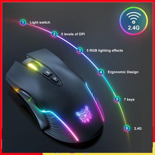 

mice 2.4ghz wireless gaming mouse with usb receiver rechargeable 3600 dpi pink for computer lappc pubg fps gamer