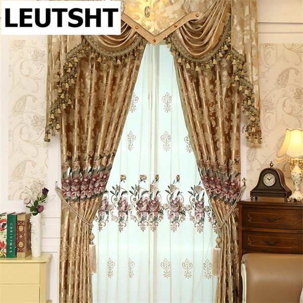 

customized luxury european embroidery shade curtain fabric for bedroom classic jacquard curtains living room/kitchen & drapes