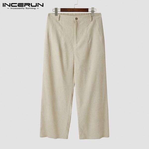 

men casual pants 2021 button streetwear solid color joggers autumn wide leg trousers chic loose pantalones hombre s-5xl incerun men's, Black