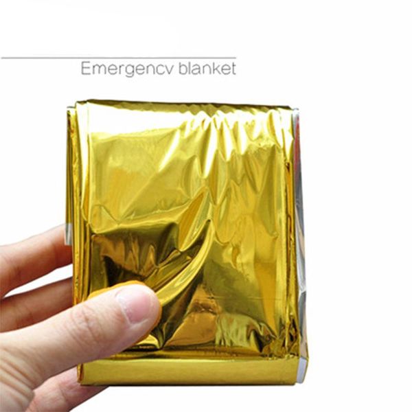

1pc outdoor emergency solar blanket survival safety insulating mylar thermal heat gold silver camping tools sleeping bags