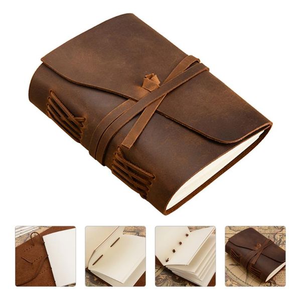 

1pc vintage leather notebook delicate business rope notepad notepads, Purple;pink