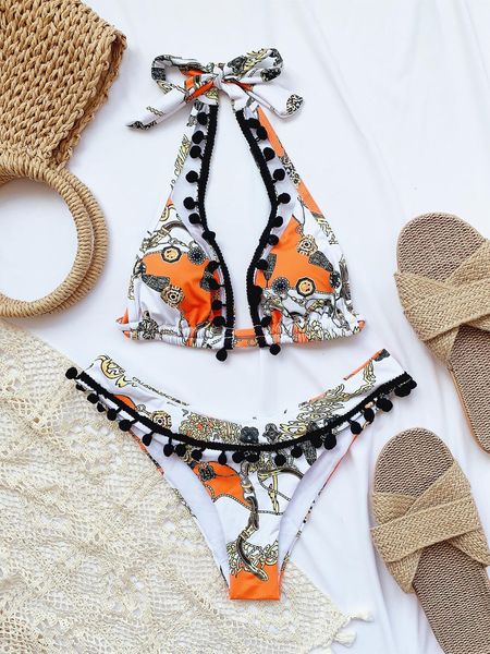 

pom ball bikini micro bikinis women bathing suit designer swimsuit ties push up brazilian swimwear swimming suit for womening