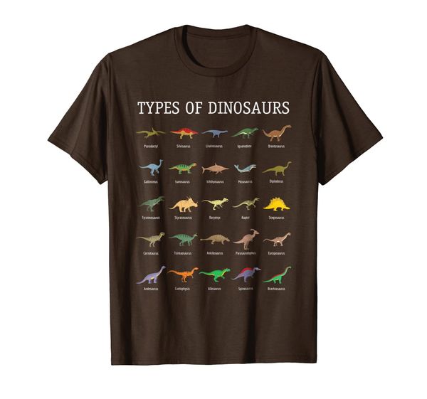 

types of dinosaurs t-shirt dino identification tee, White;black