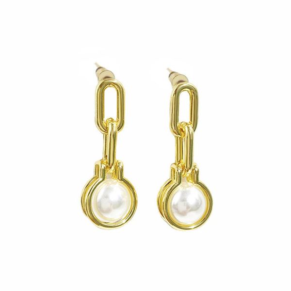 

hoop & huggie 2021 arrival pearl dangle earrings for women, Golden;silver