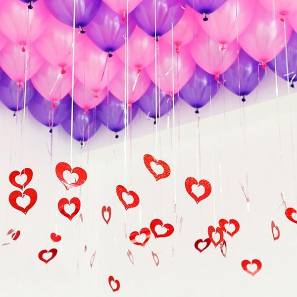 

party decoration 100pcs/lot gold heart laser sequined rain balloon pendant romantic wedding room birthday accessories