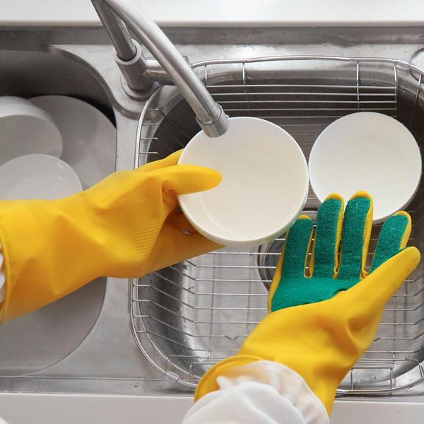 

disposable gloves cleaning sponge rubber reusable brush heat-resistant scrubbing