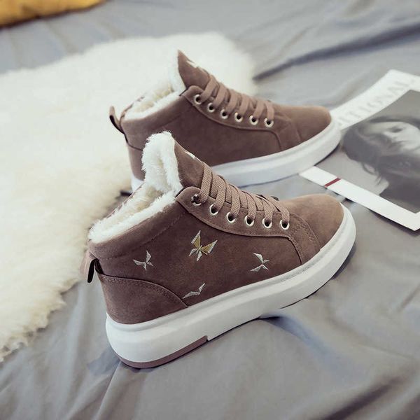 

winter sneakers women ankle snow boots female platform high women's sneakers fur casual shoes woman vulcanized basket femme y1018, Black