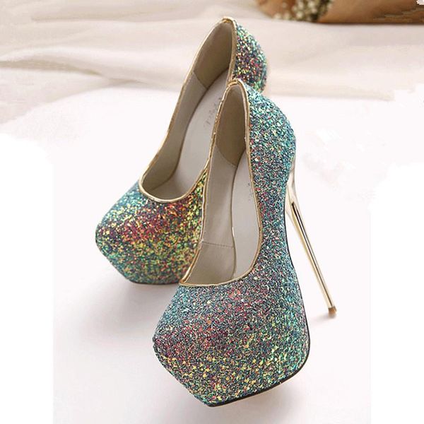 

dress shoes women pumps large size 44 45 black female catwalk high heels white thick platform blingbling ladies club party heeled
