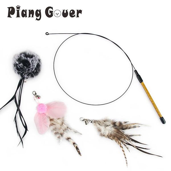 

cat toys steel wire feather toy stick replace accessories teaser pet