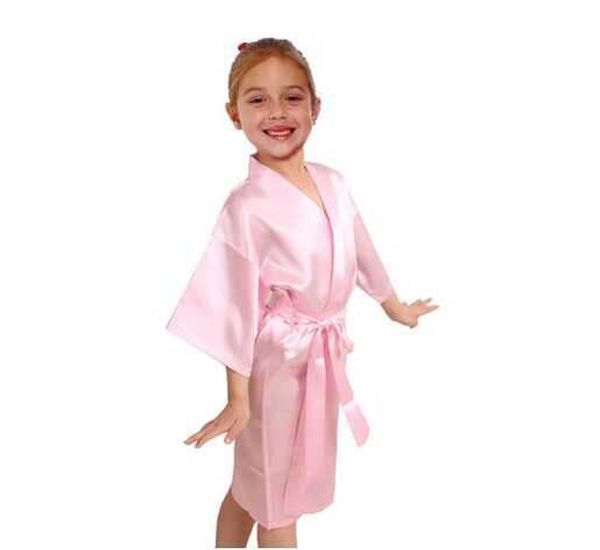 

solid kids satin rayon kimono robe bathrobe children nightgown for spa party wedding birthday, Blue;red
