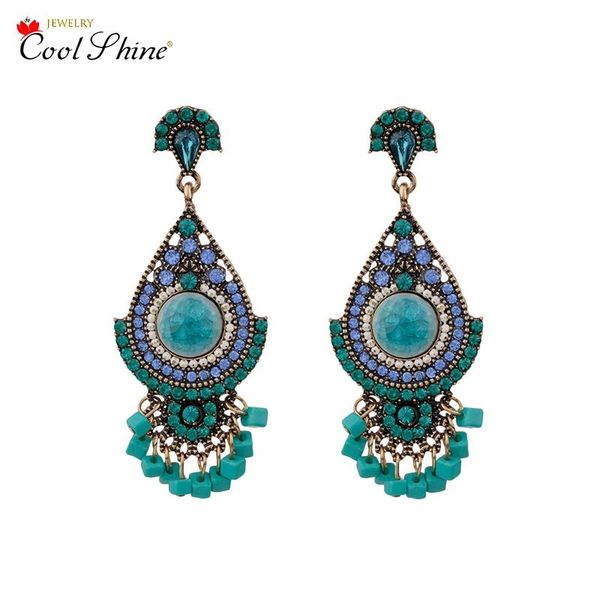 

coolshine alloy acrylic beads tassels boho women jewelry statement fashion elegant wedding drop earrings for accessories dangle & chandelier, Silver