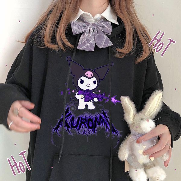 

women's hoodies & sweatshirts harajuku cartoon printed long sleeve pullover women cute funny autumn winter streetwear o neck, Black