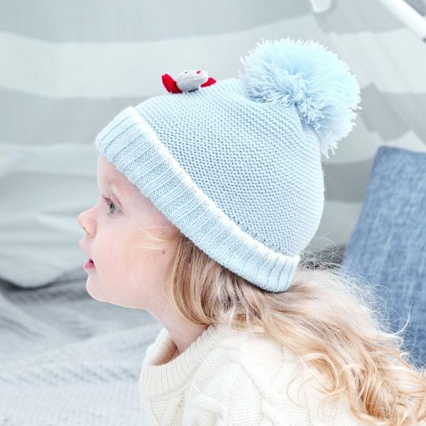 

caps & hats winter warm baby hat gloves set fur ball beanies mitten kit children girls boys knitted wool hemming, Yellow