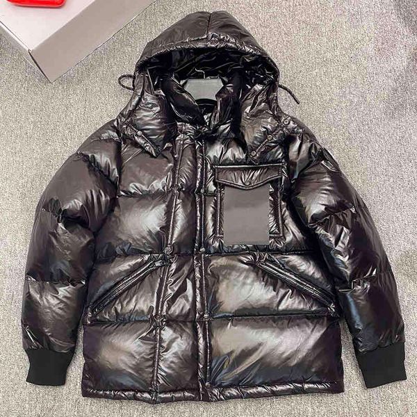 

winter puffer ets digner hoodie down parka coats for men's women's apparel slim fit cloth clothing vt drs big fur blous sweatshirt, Black