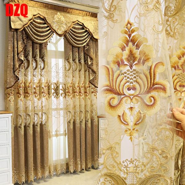 

curtain & drapes high-end european style shading chenille embroidery luxury finished product curtains for living dining room bedroom