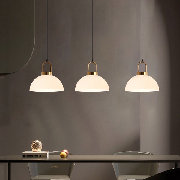 

nordic restaurant pendant lamps creative semi-circular milky white glass chandelier bar shop decor round ball hanging lamp