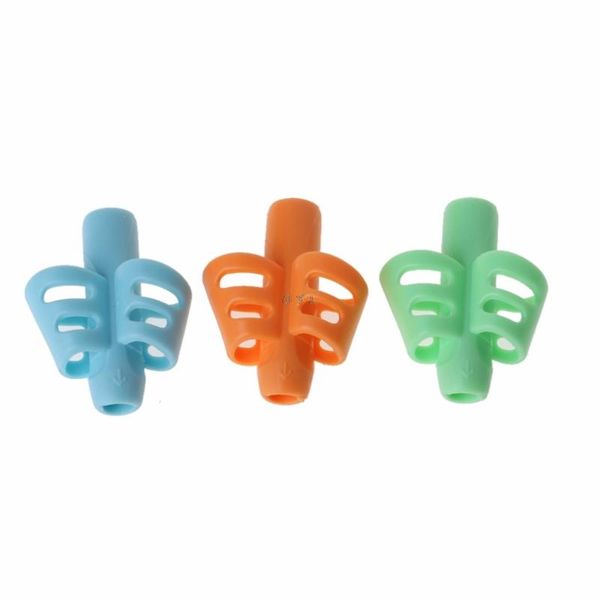 

3pcs two-finger grip silicone baby pencil holder learn writing tools pen refills, Black;red