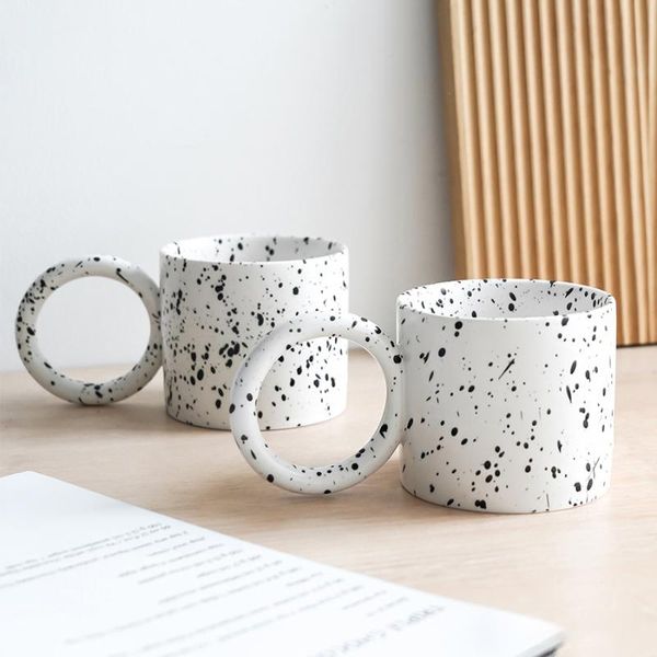 

mugs retro coffee cup italian concentrated mug splashing ink large handle design early tableware home decorations kitchen accessories