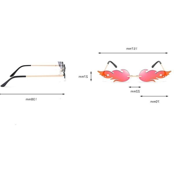 

sunglasses fire shape sunglasses fashion smaill size frameless cat eye mirror sun glasses for women lady female brand designer, Black