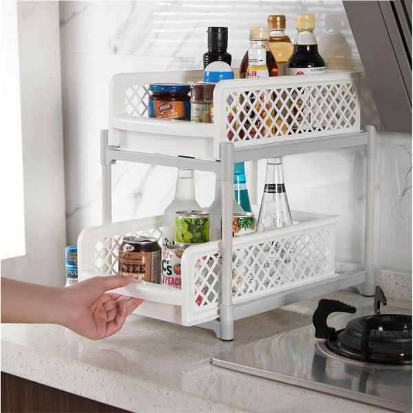 

tiers storage shelf home organizer rack assembly multifunctional push pull counterlarge capacity hooks & rails