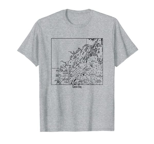 

casco bay nautical marine chart t-shirt, White;black