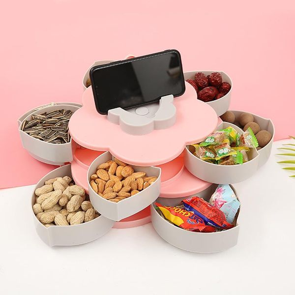 

storage bottles & jars bloom snack box dry fruit candy plastic rotating tray kitchen container plates organizer