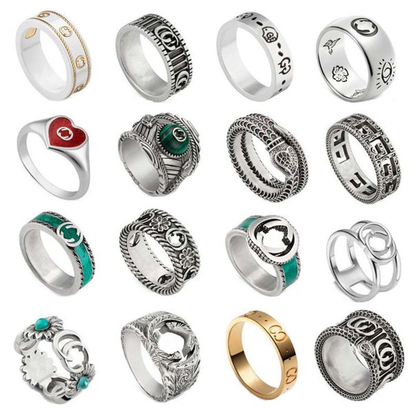 

ring gujia 925 silver double g is an old classic enamel daisy elf star couple's same