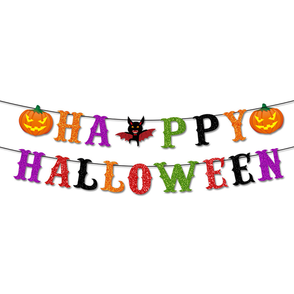 

party decoration 1set letter pull flag happy halloween banner scene layout magic theme birthday