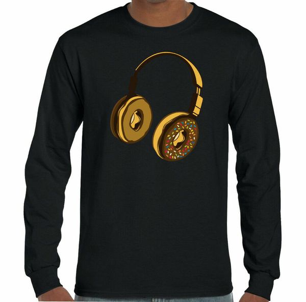 

donut headphones t-shirt record mens funny dj djing ceiling, White;black