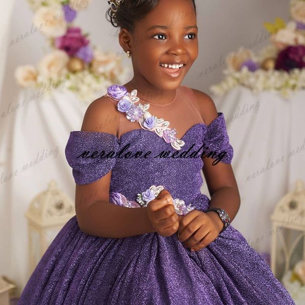

princess sequins flower girl dress off the shoulder lavender formal party dresses kids a line prom communion wear, White;red
