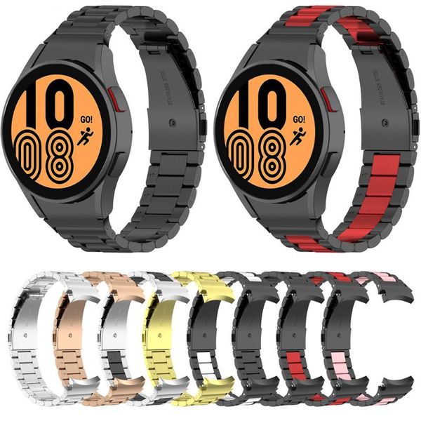 

watch bands no gaps stainless steel strap for samsung galaxy 4 classic watch4 44mm 40mm 46mm 42mm wrist band curved end metal bracelet, Black;brown