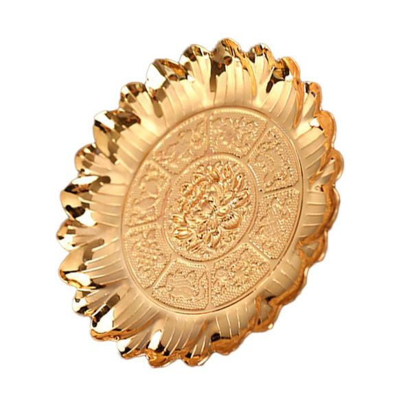 

dishes & plates 1pc alloy fruit plate carved pattern container for tribute (golden)