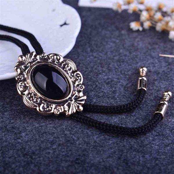 

men's shirt necklace baroque pattern black agate polo tie