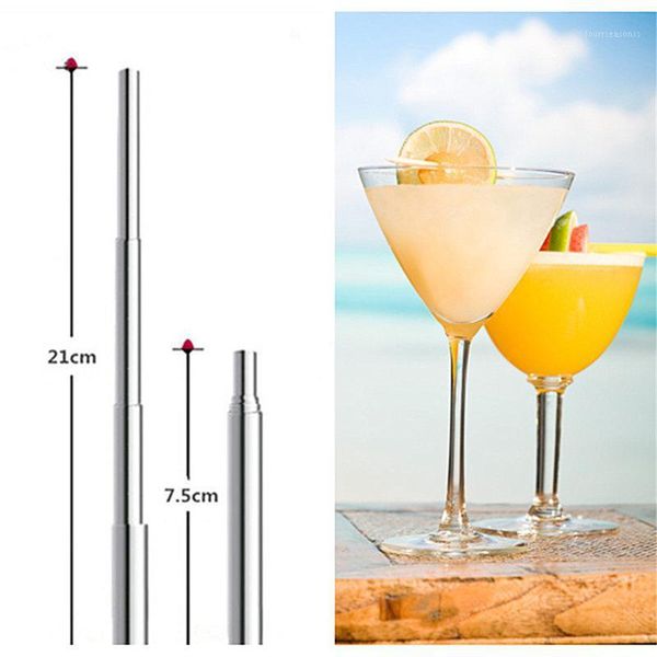 

drinking straws 1pcs elastic metal straw reusable stainless steel bag bar tool1