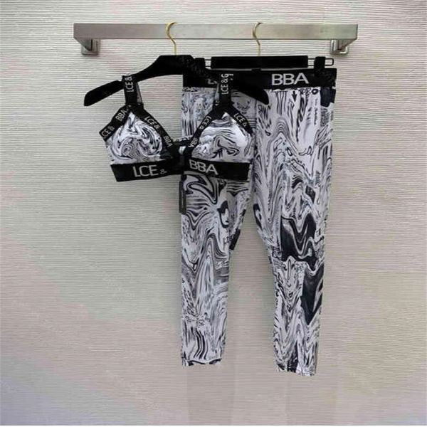 

women bra leggings pants sets outfit lu womens tracksuits designer yoga logo brand camisole and slim-fit leggings 2 piece suit fashion appar, White