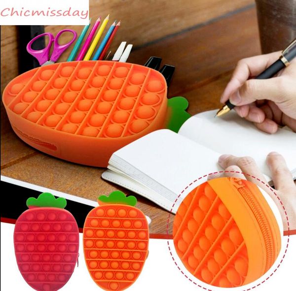 

fidgets office school study storage bag stationery pencilcase pen box cartoon carrot simple dimple pencil case girls boys kawaii xc2996