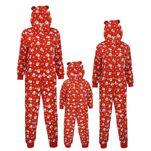 

christmas parent-child fashion hooded printed jumpsuit home service, Blue