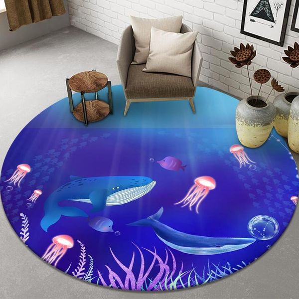 

carpets cartoon whale children bedroom bedside rug home floor area doormat anti-slip chair mat round kids play living room