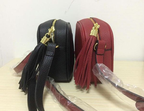 

new womens high style tassel fashion women pu bag with shoulder disco handbags purse quality dust soho hrbeh, Red;black