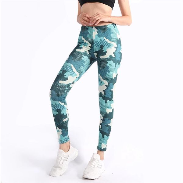 

camouflage printed workout women leggings high waist push up fitness sport pants, Black