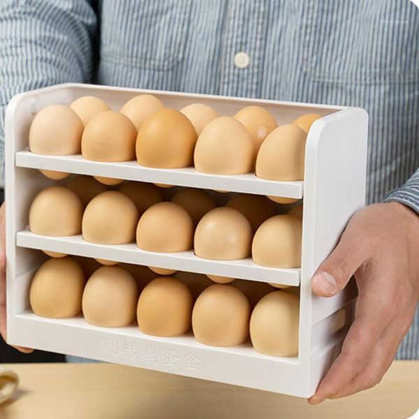 

storage bottles & jars three layers creative flip egg box fridge organizer container household kitchen food space saver