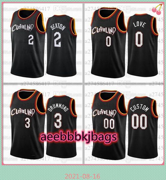 

men basketball jerseys 2 colin sexton 0 love 23 james 2020-21 black city jersey new uniform, Black;red