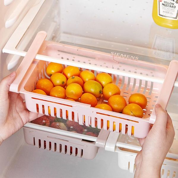 

storage baskets kitchen organizer adjustable refrigerator rack fridge er shelf holder pull-out drawer organiser space saver