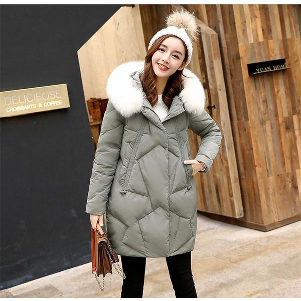 

women's trench coats cotton jacket women medium long parkas 2021 winter thickening fur collar overcoat fashion female win947, Tan;black