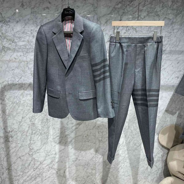 

high version style children's four bar suit set for boys and girls, White