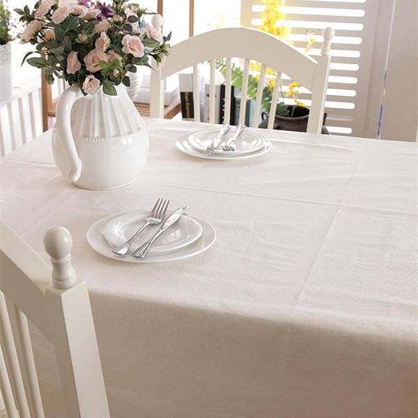 

cotton and linen thick modern simple table cloth white plain lace